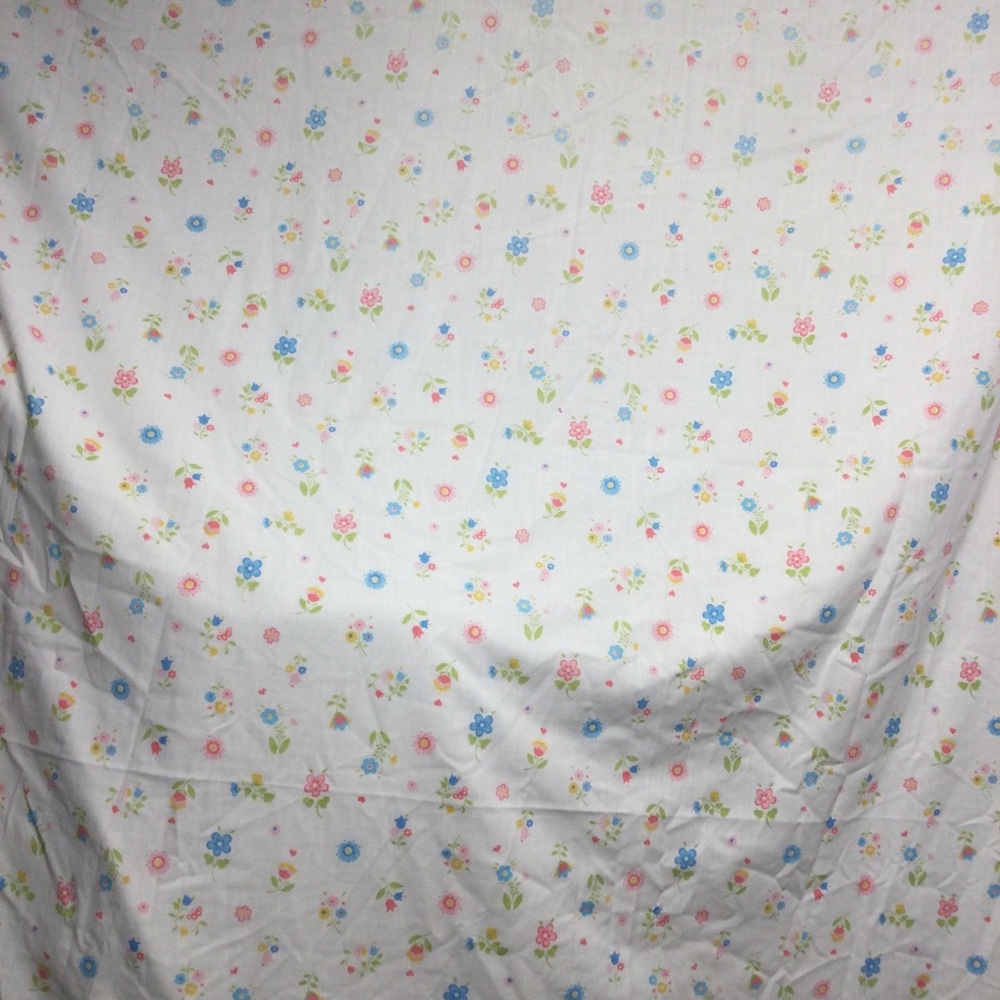 Wamsutta Vintage Queen Flat Floral Sheet Blue Pink Yellow Green